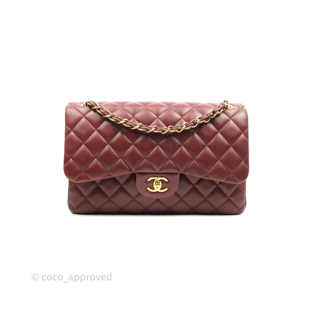 Chanel Jumbo Double Flap Burgundy Lambskin Gold Hardware