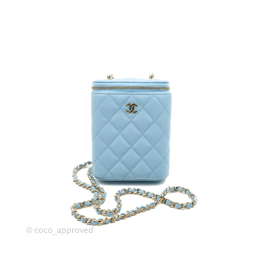 Chanel Classic Mini Vanity With Chain Blue Caviar Gold Hardware