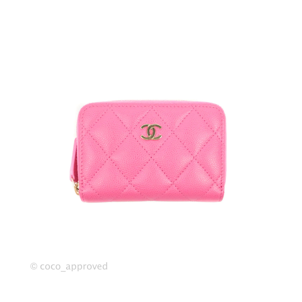 Chanel Classic Zipped Coin Purse Pink Caviar Gold Hardware