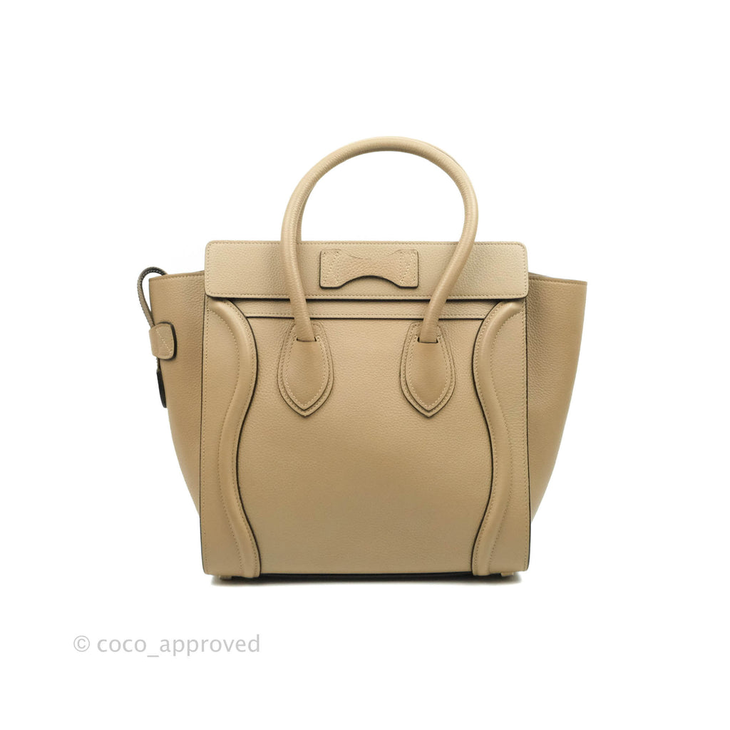 Celine Micro Luggage Handbag Dune Grained Calfskin