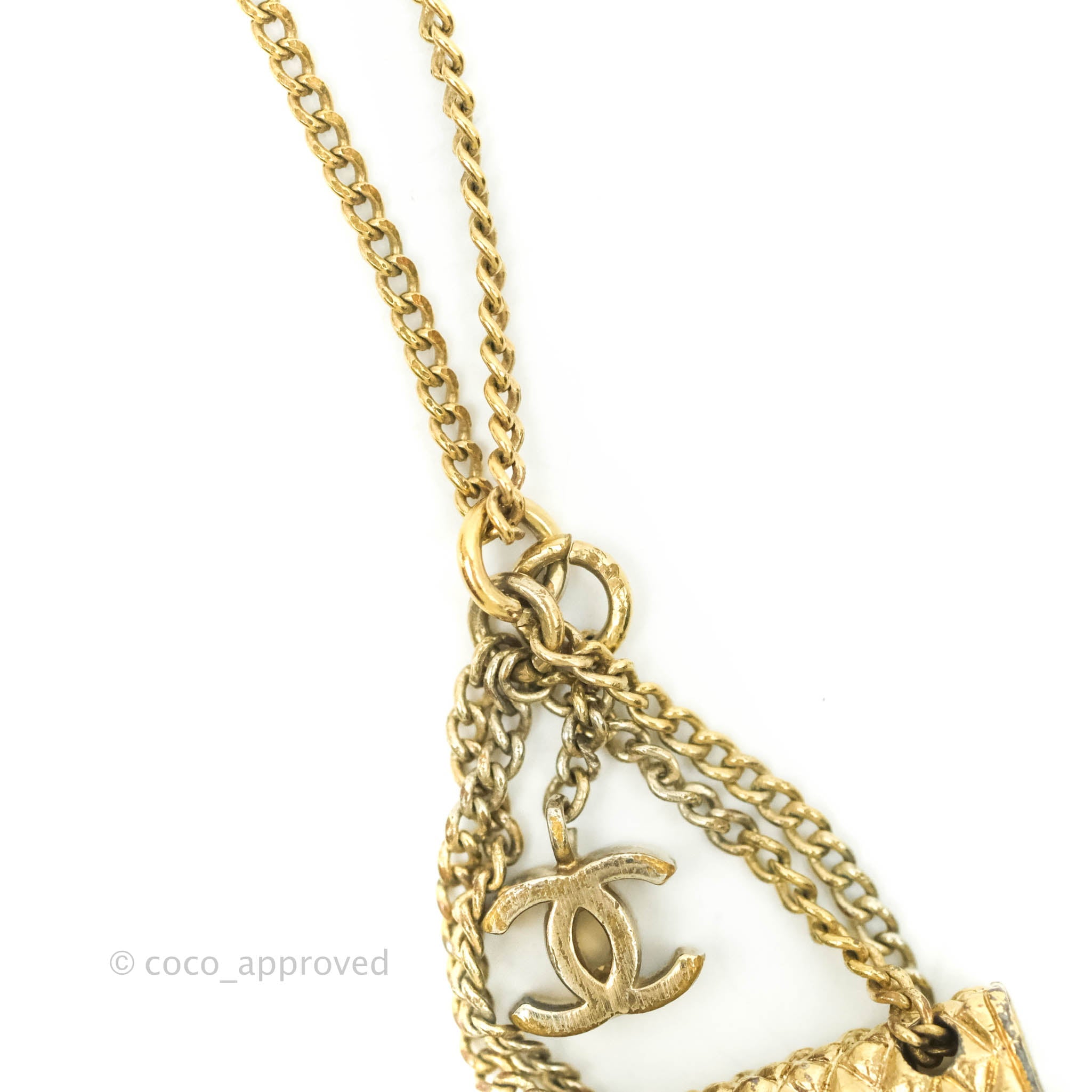 Chanel Flap Bag CC Pendant Necklace Gold Tone 05A – Coco Approved