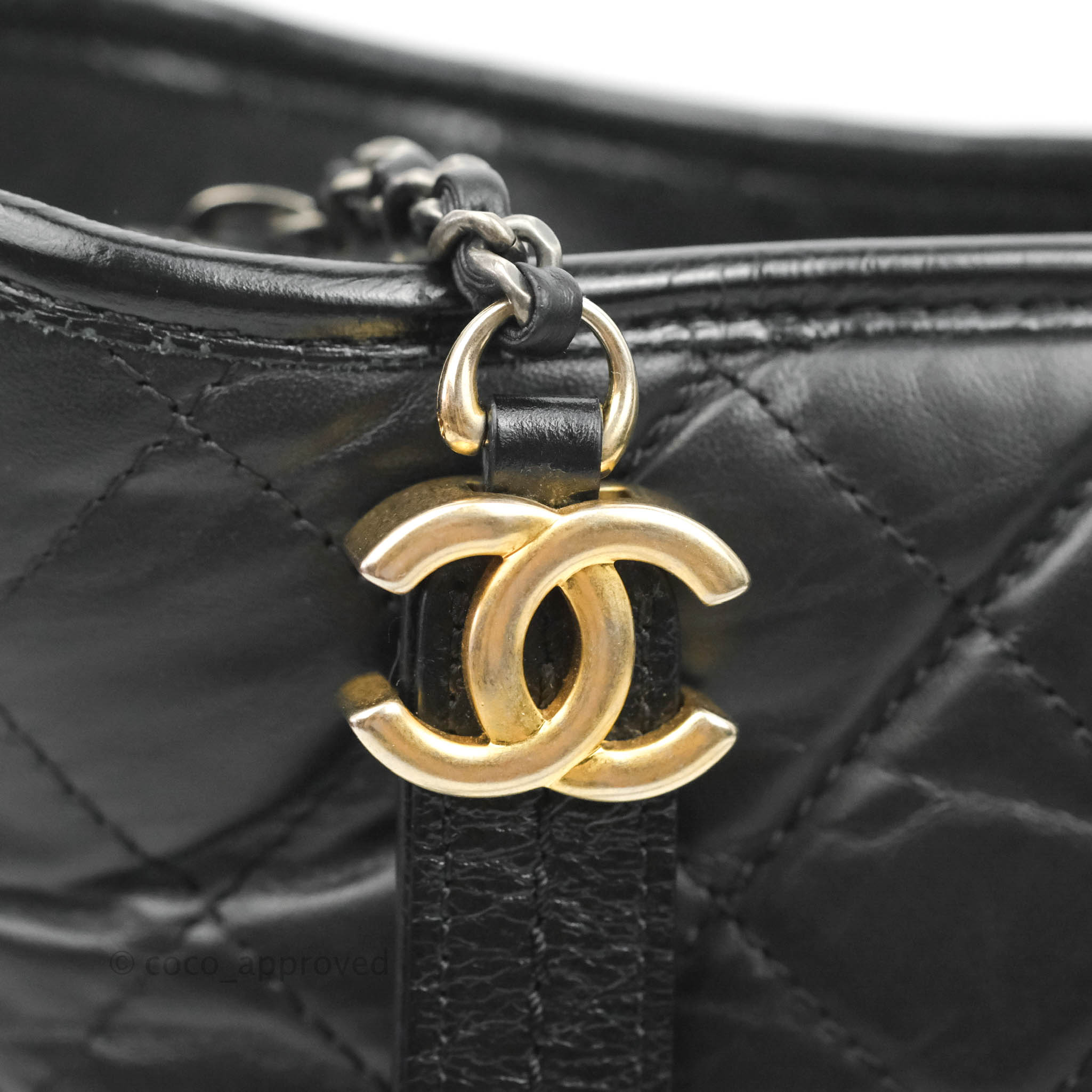 CHANEL Aged Calfskin Quilted Large Gabrielle Hobo Black 1201227