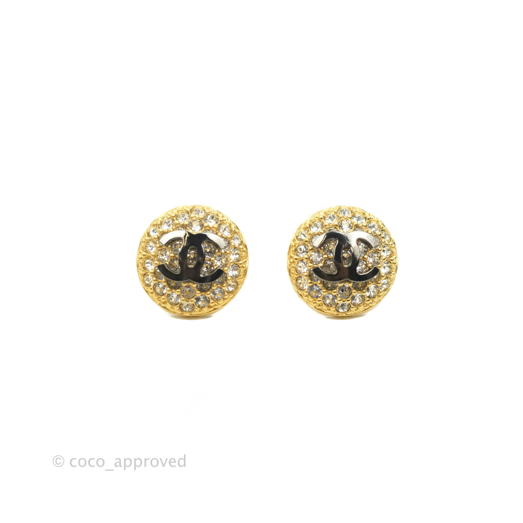 Chanel CC Button Gold Stud Earrings 20A