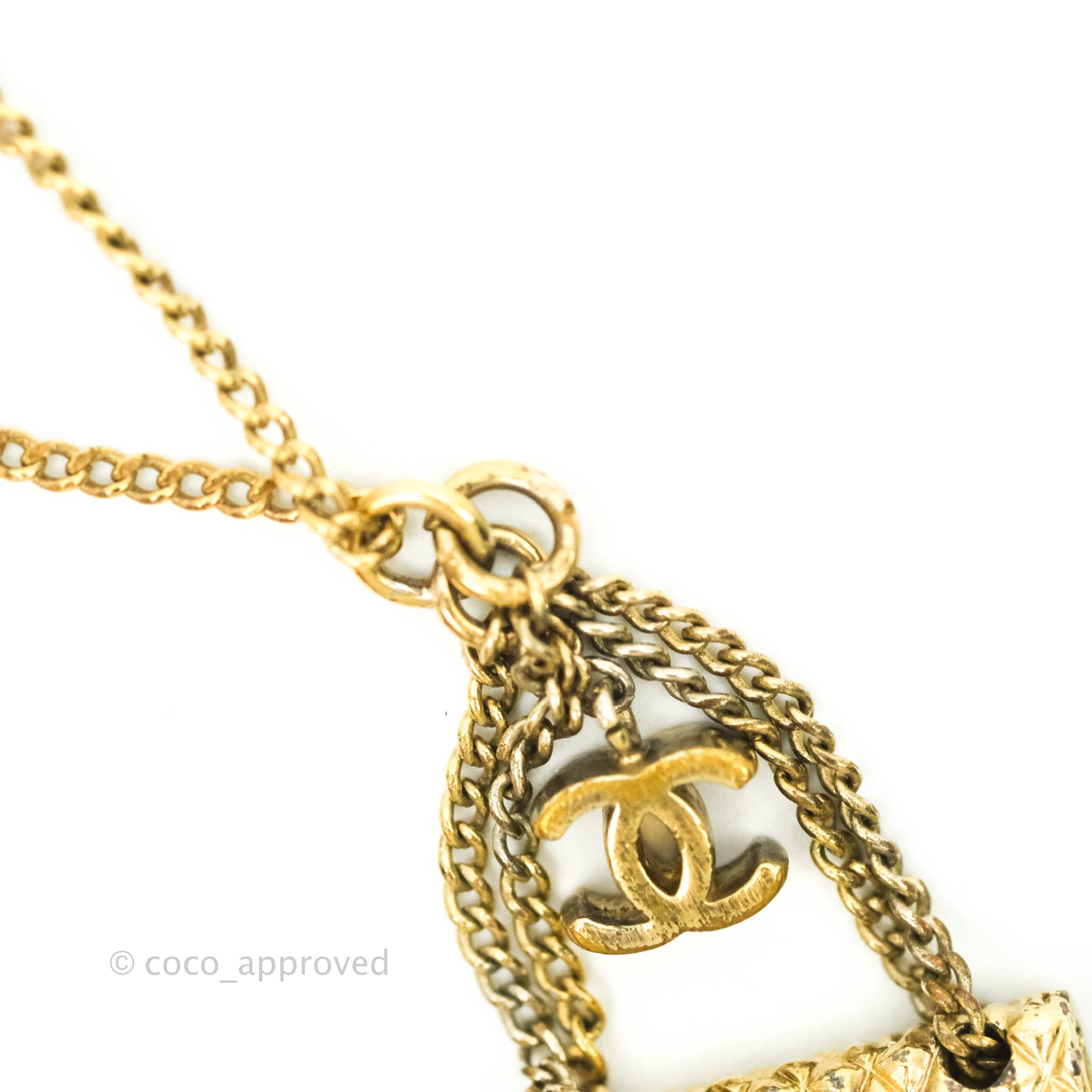 Chanel Vintage CC Logo Quilted Purse Pendant Long Necklace