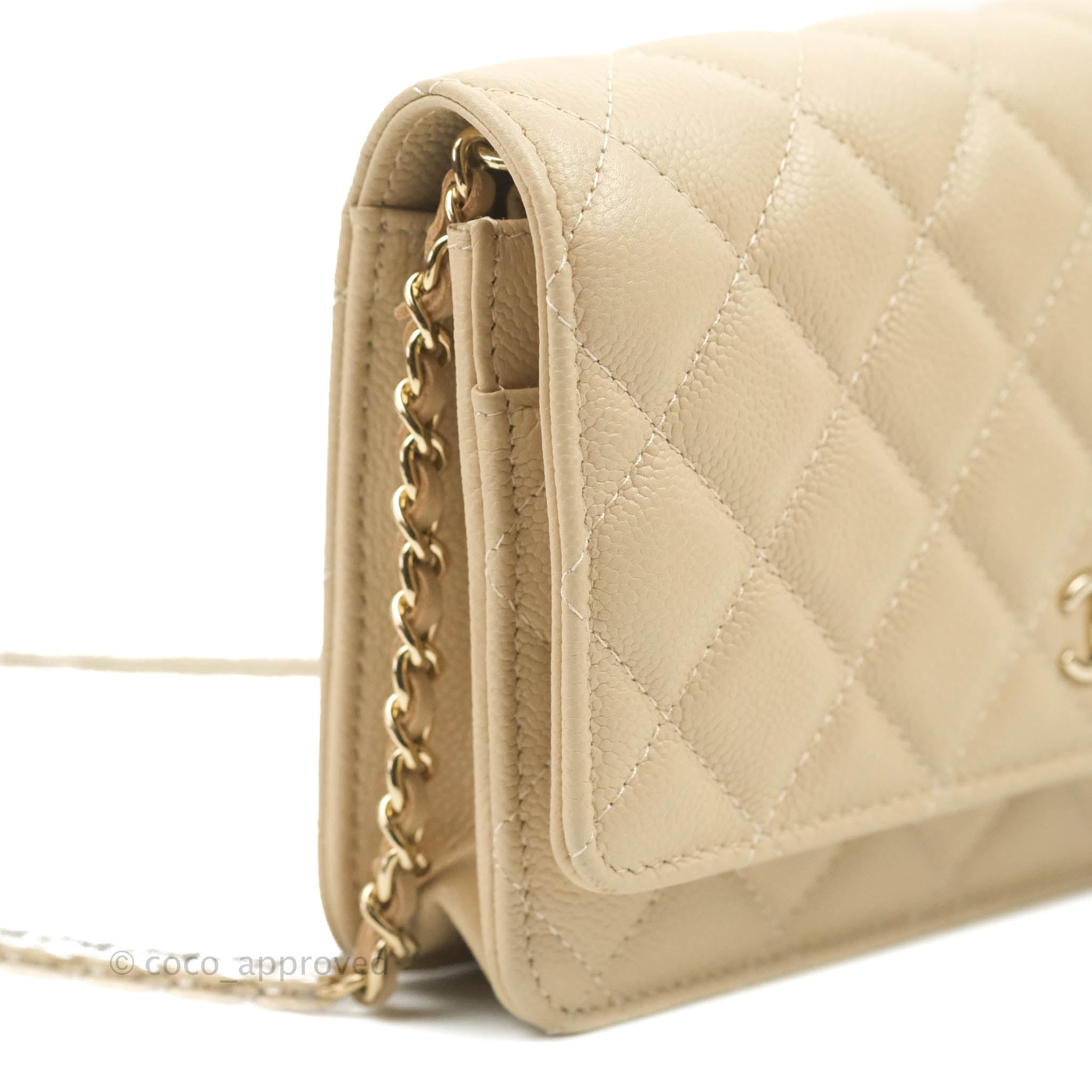 Chanel Caviar Quilted Wallet on Chain WOC Grey Light Gold Hardware 20C –  Coco Approved Studio
