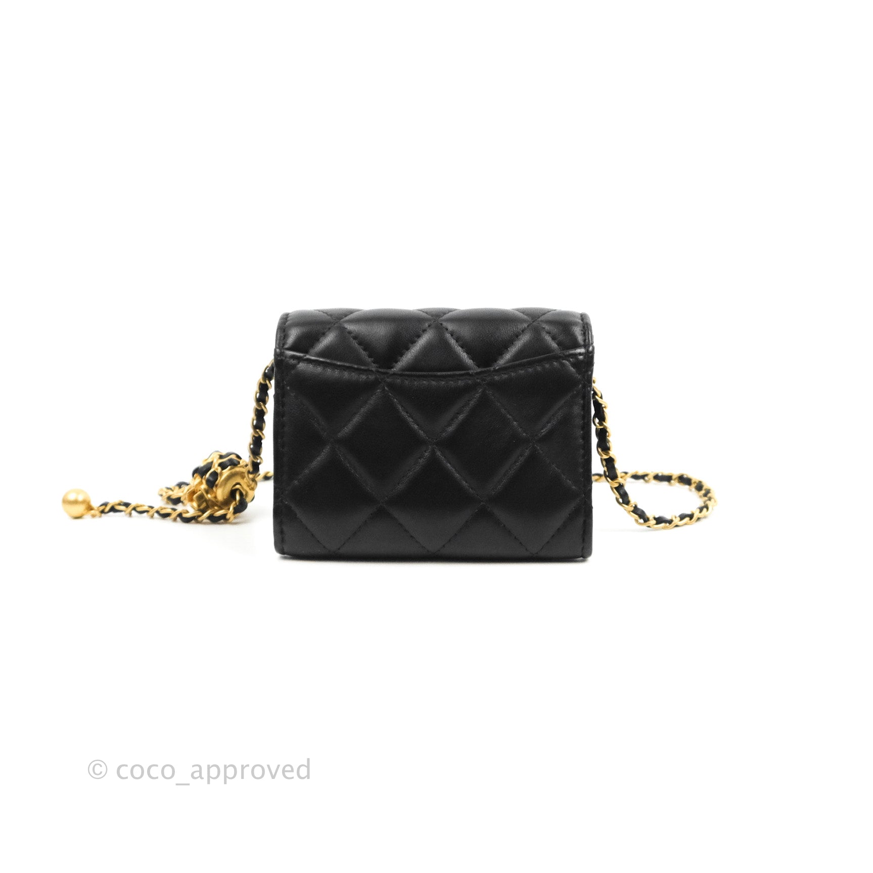 Chanel Pearl Crush Wallet On Chain Lambskin 22S Black / Mghw