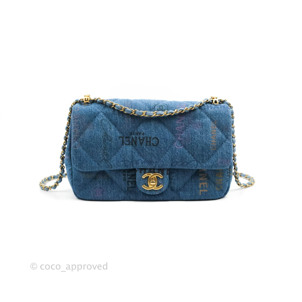 Chanel Quilted Large Denim Mood Flap Blue Multicolor 22P