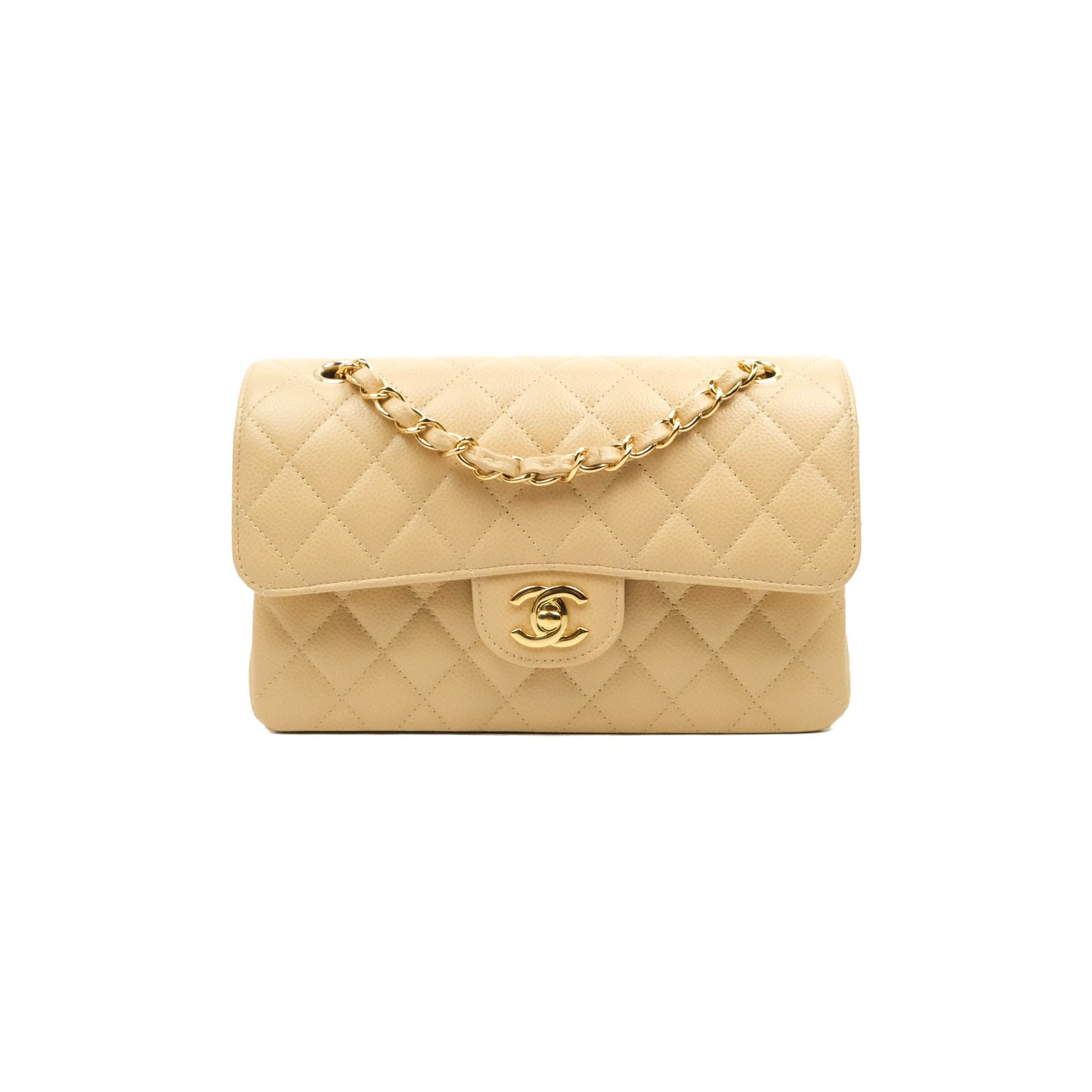 Chanel Small Classic Quilted Flap Beige Caviar Gold Hardware – Coco  Approved Studio
