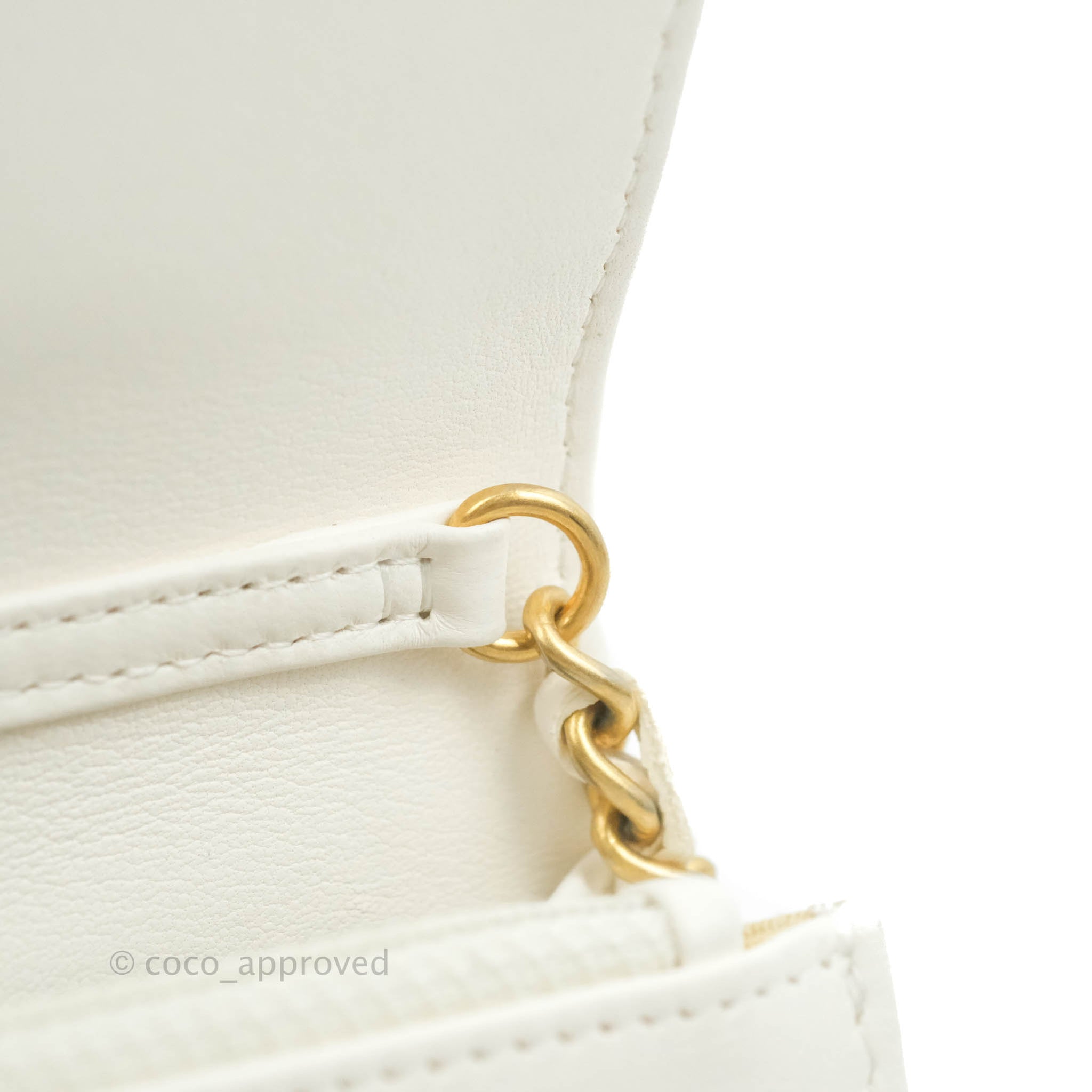 Chanel Quilted Pearl Crush Wallet on Chain WOC White Lambskin Aged