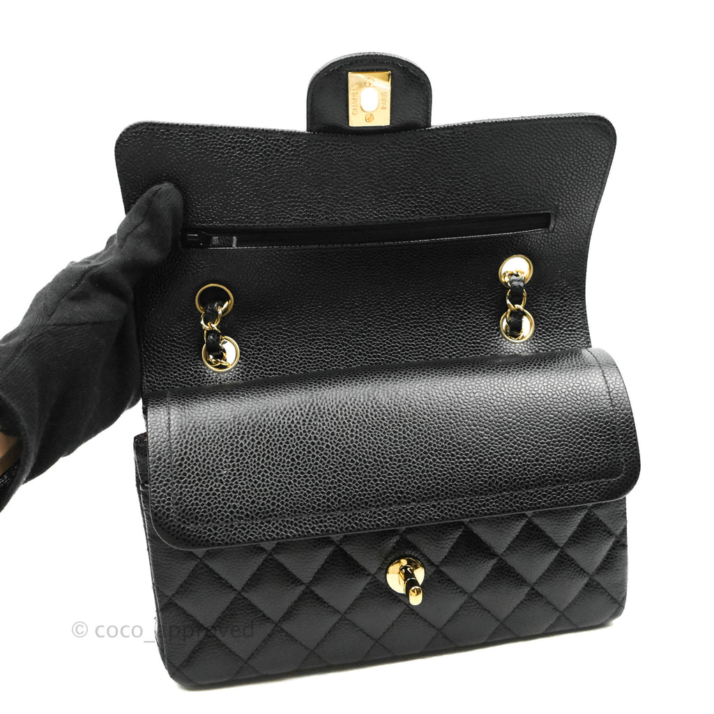 Chanel Classic Small S/M Flap Black Caviar Gold Hardware