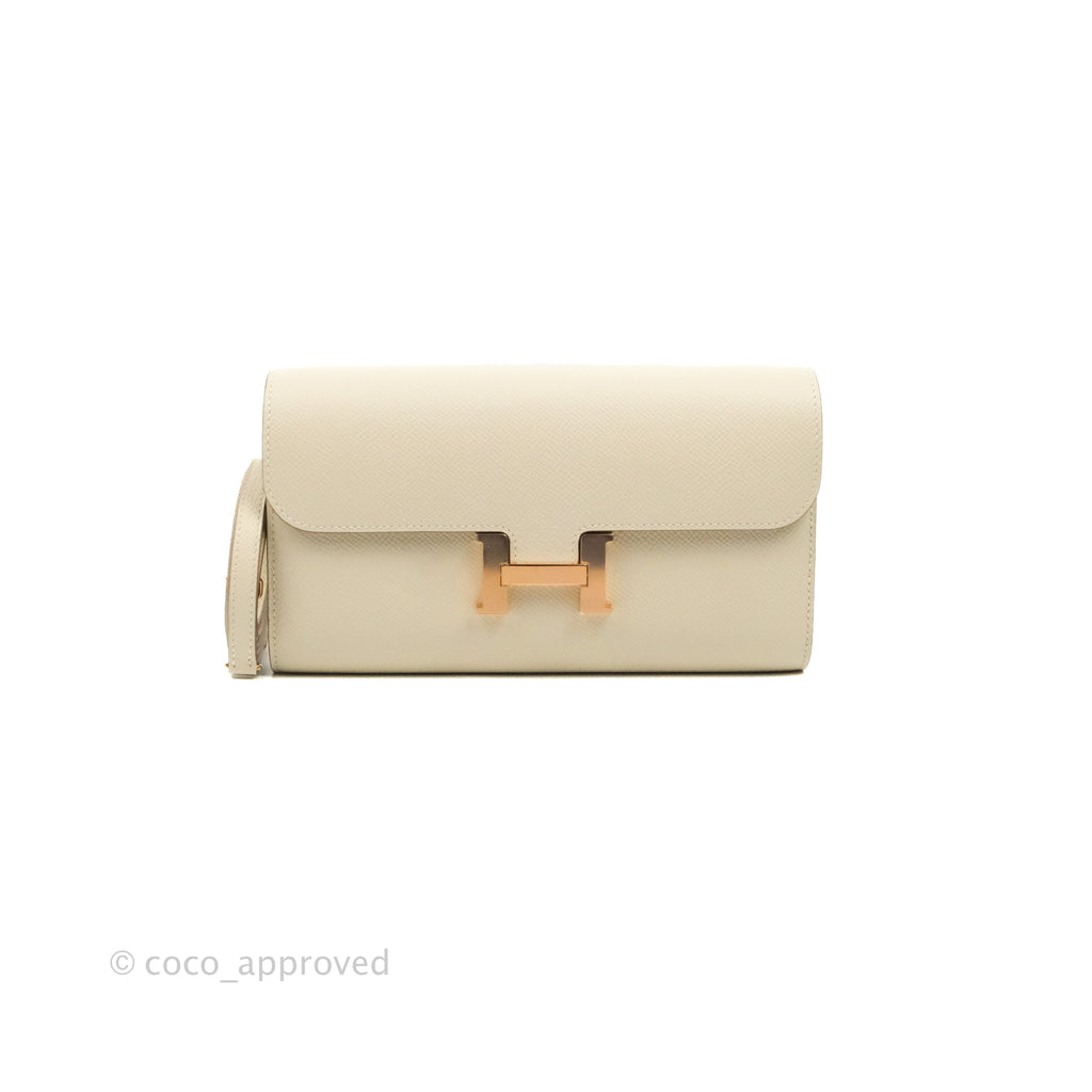 Hermès Constance Long To Go Wallet Craie Epsom Rose Gold Hardware