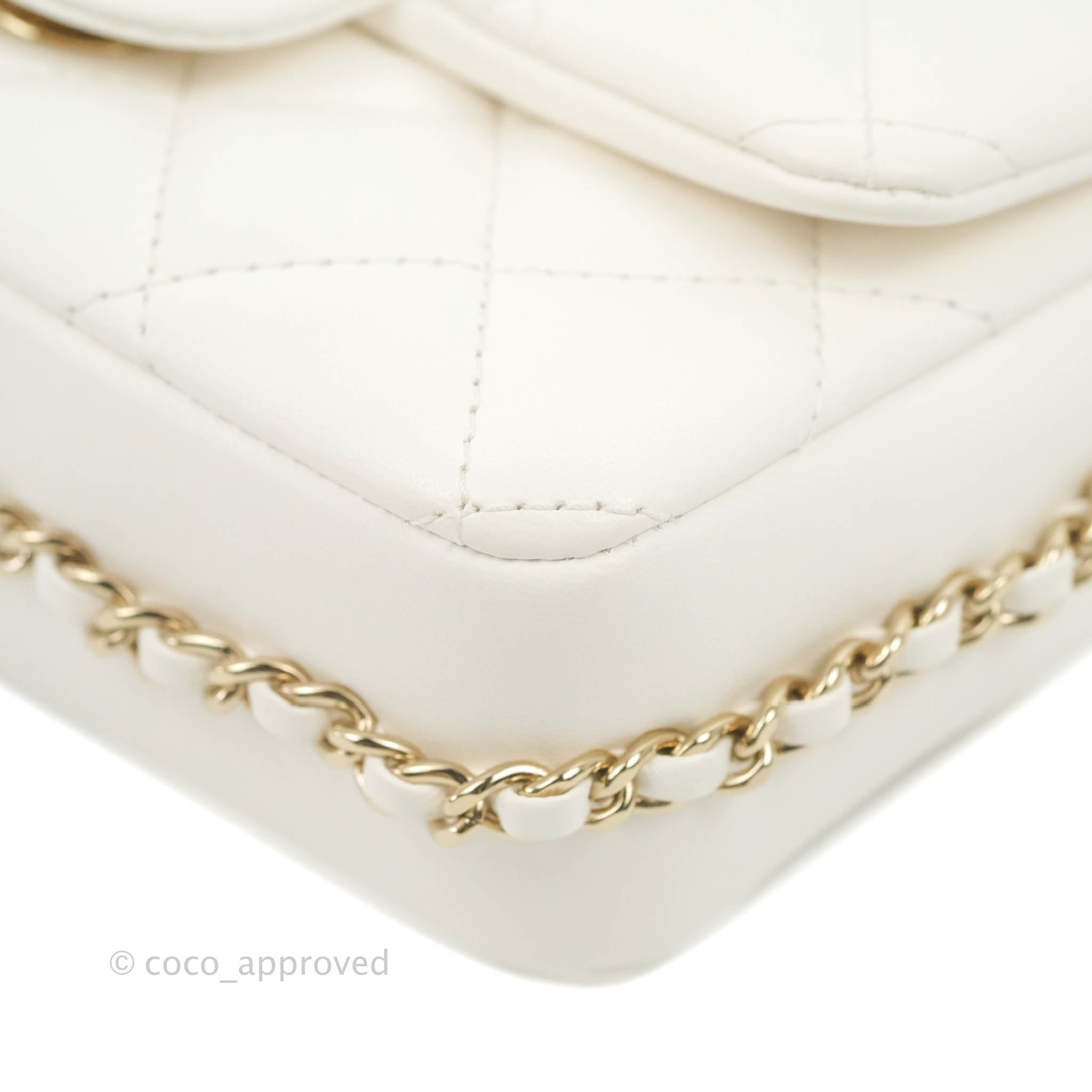 Chanel Chain Around Flap, White Caviar Leather with Gold Hardware