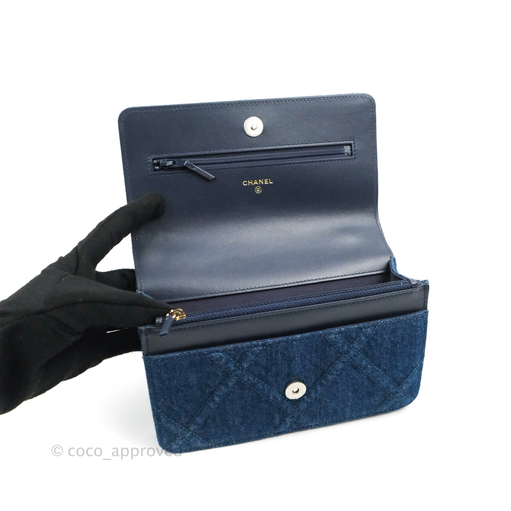 Chanel 19 Wallet on Chain WOC Blue Denim Mixed Hardware