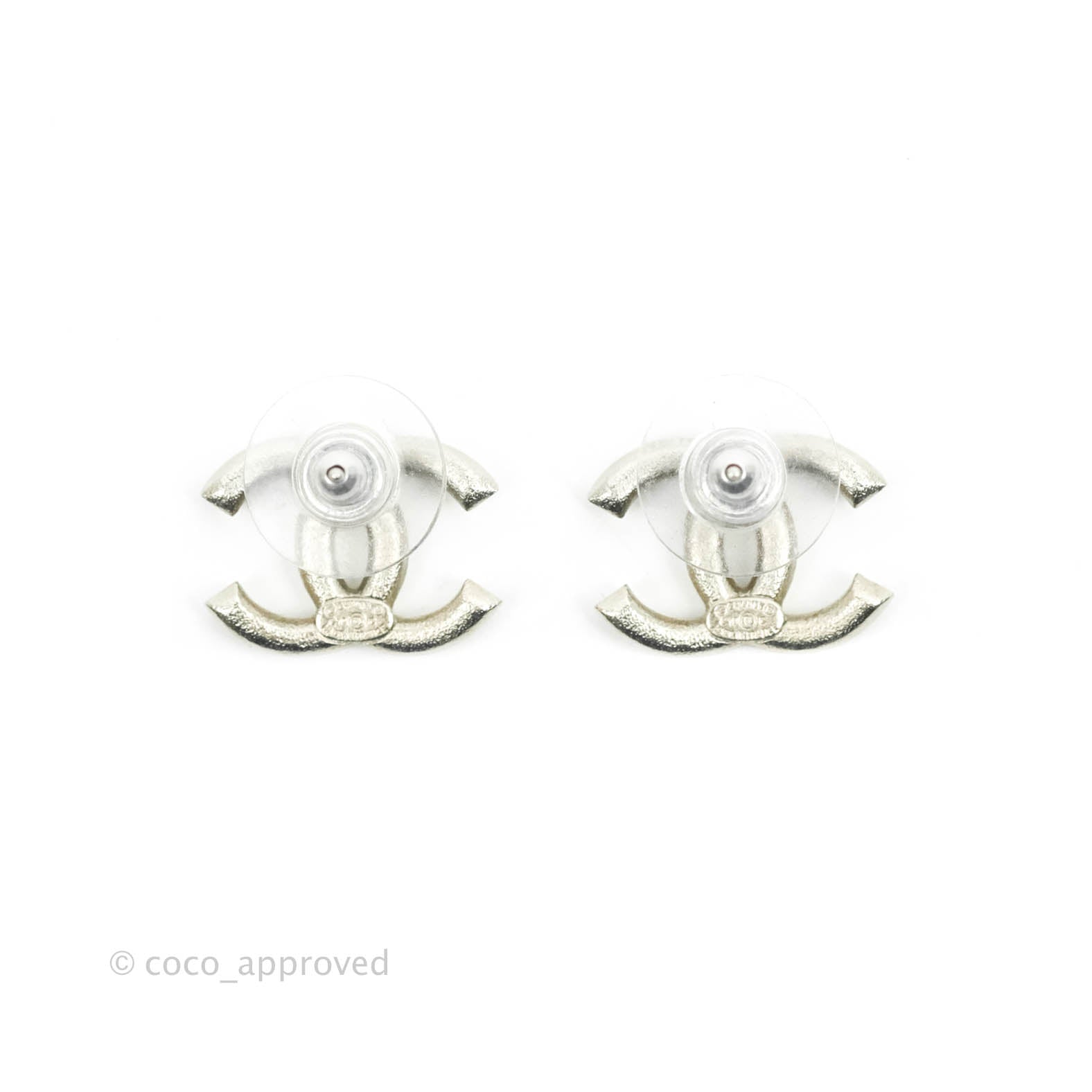 NIB 100%AUTH Chanel 18B Crystal CC White Faux Pearl Dangling Earrings  Silver HDW 