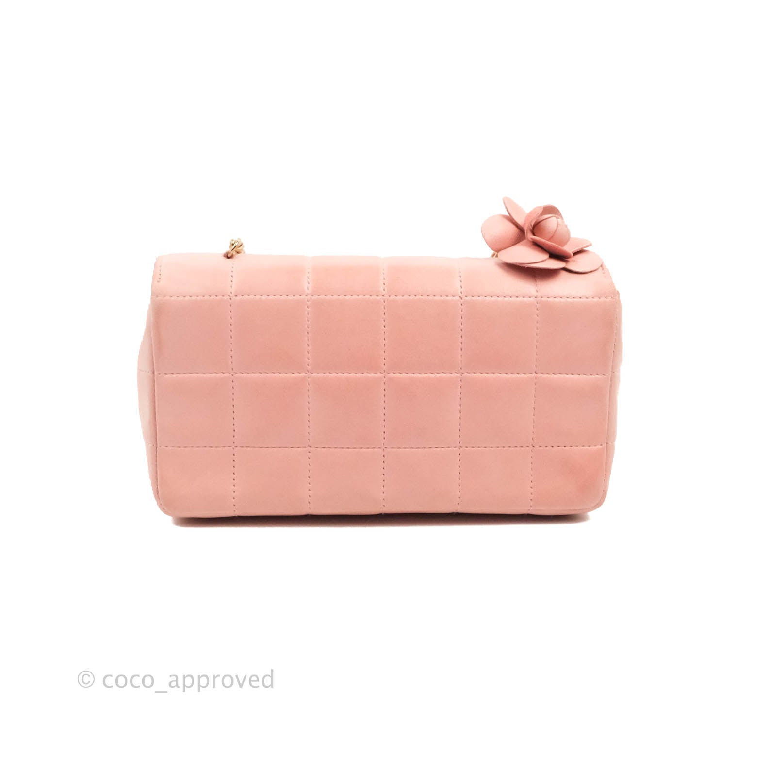 Chanel Vintage Quilted Mini Chocolate Bar Camellia Flap Pink