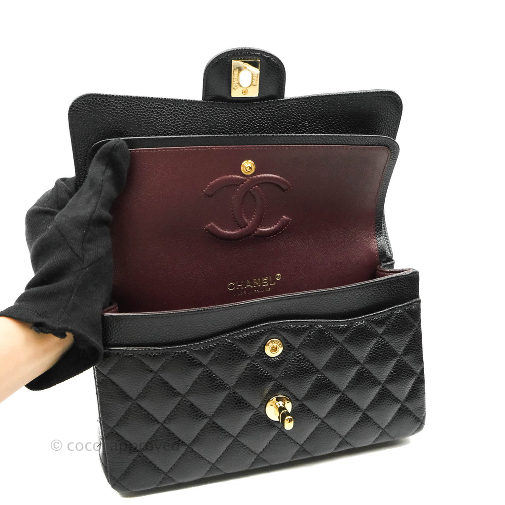 Chanel Classic Small S/M Flap Black Caviar Gold Hardware