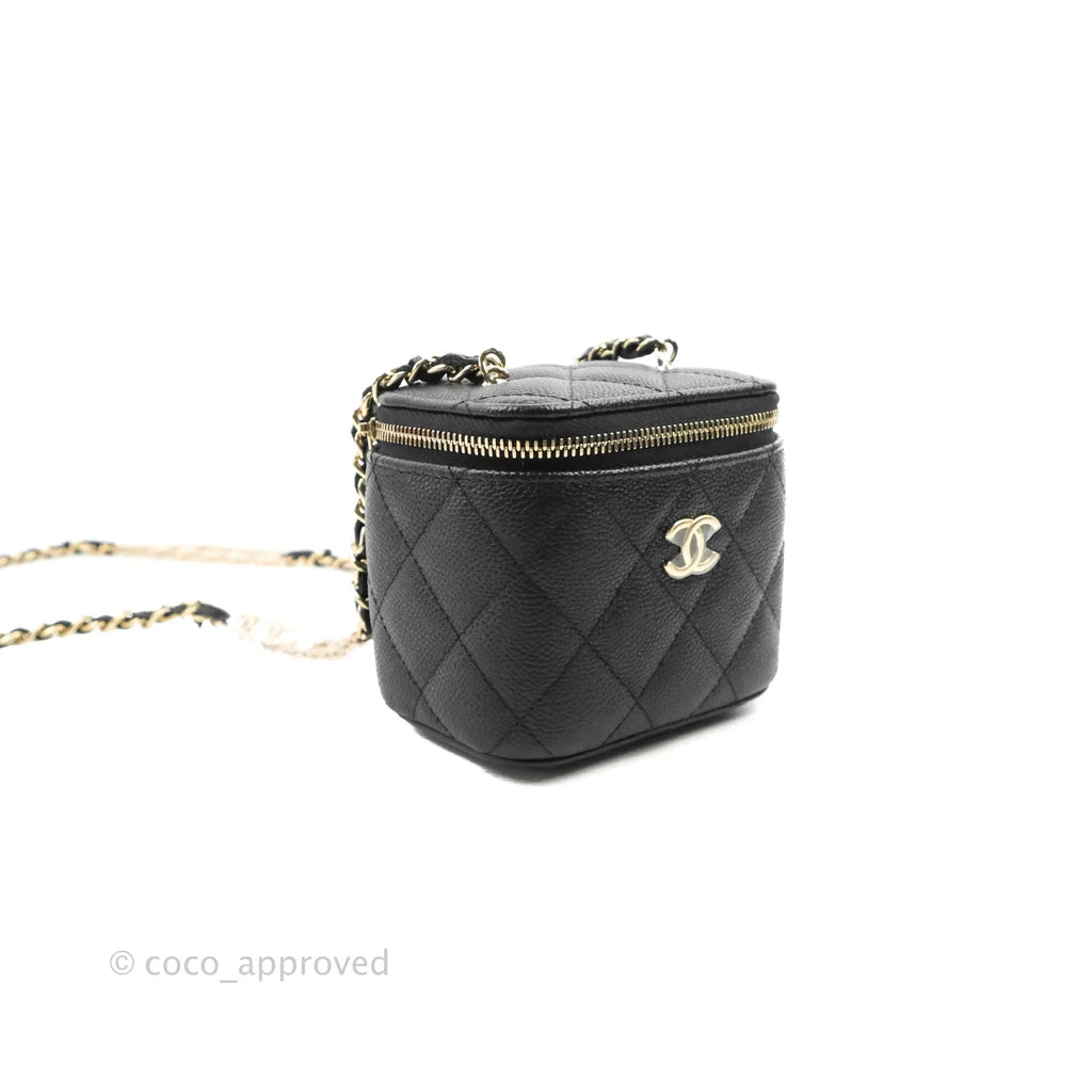 Chanel Classic Mini Vanity With CC Chain Black Caviar Gold Hardware