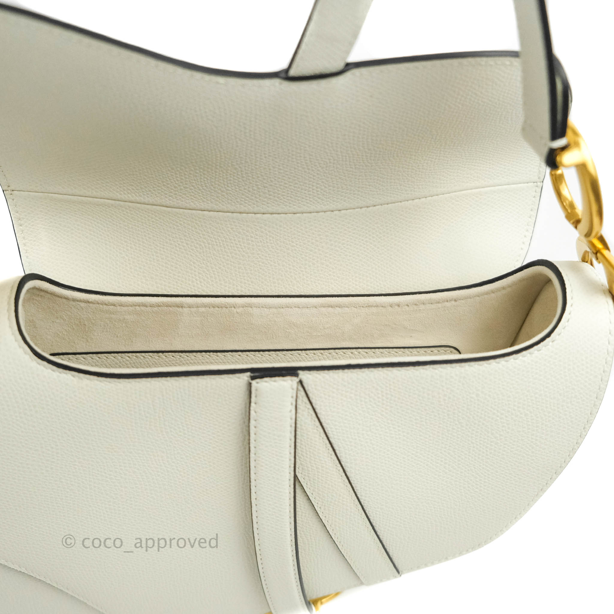Pre-owned Christian Dior Saddle Bag White Grained Calfskin Gold Hardwa –  Madison Avenue Couture