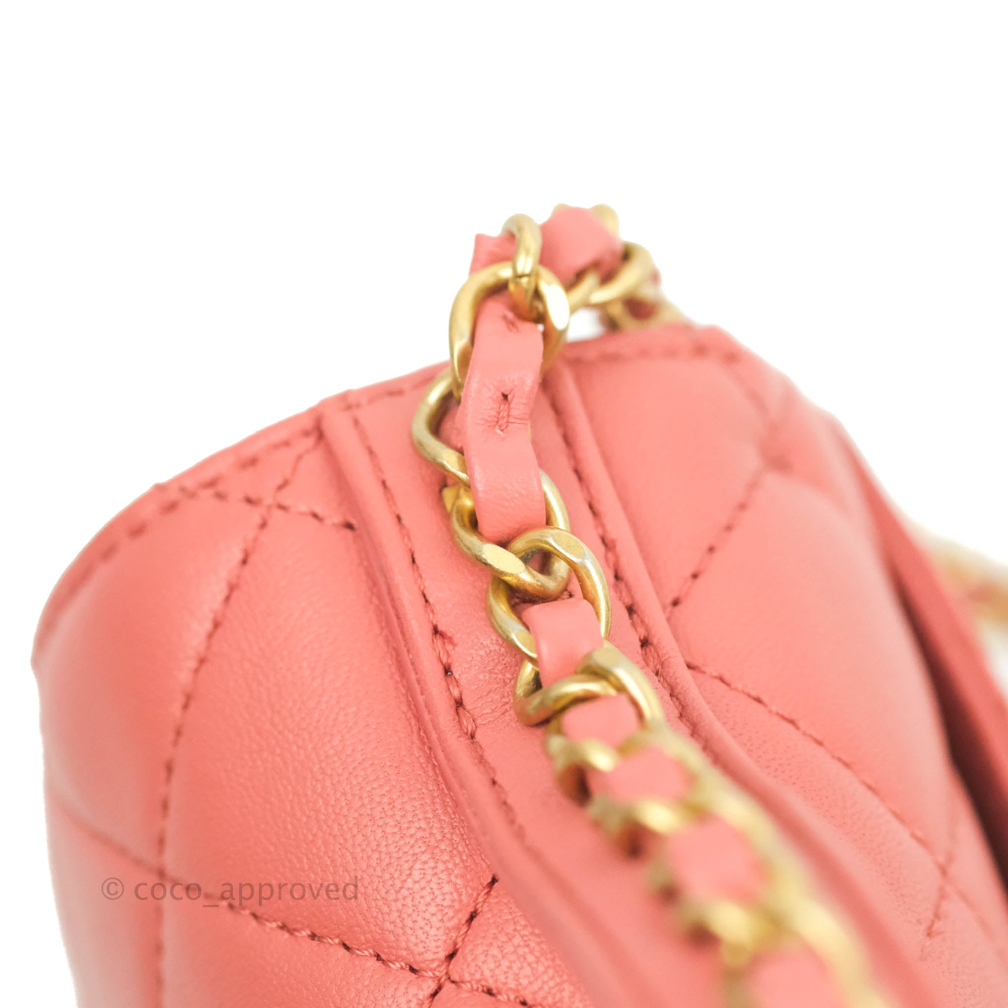 Chanel Quilted Chain Infinity Handle Bag Pink Lambskin Aged Gold