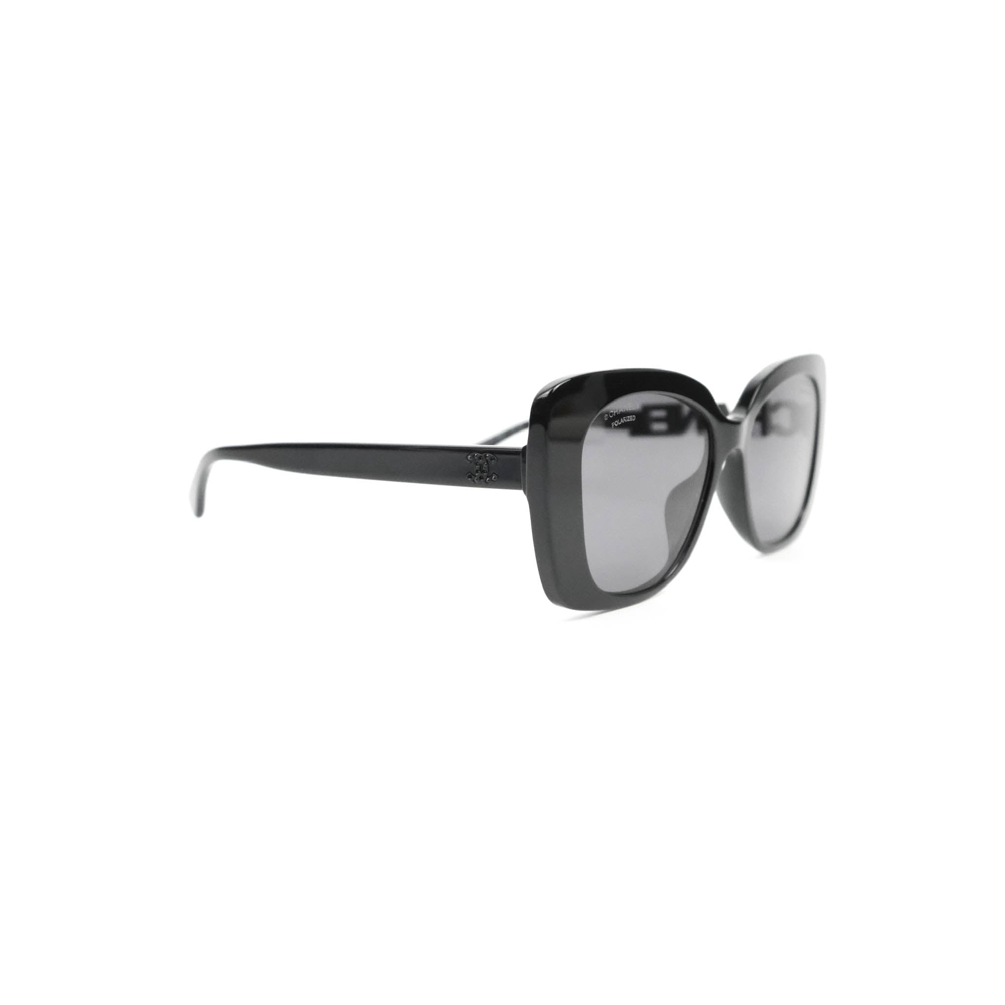CHANEL Acetate Denim Quilted Polarized CC Sunglasses 5343-Q Black