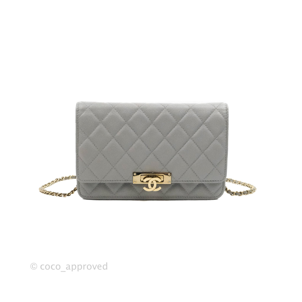 Chanel Golden Class Wallet on Chain WOC Grey Caviar Gold Hardware