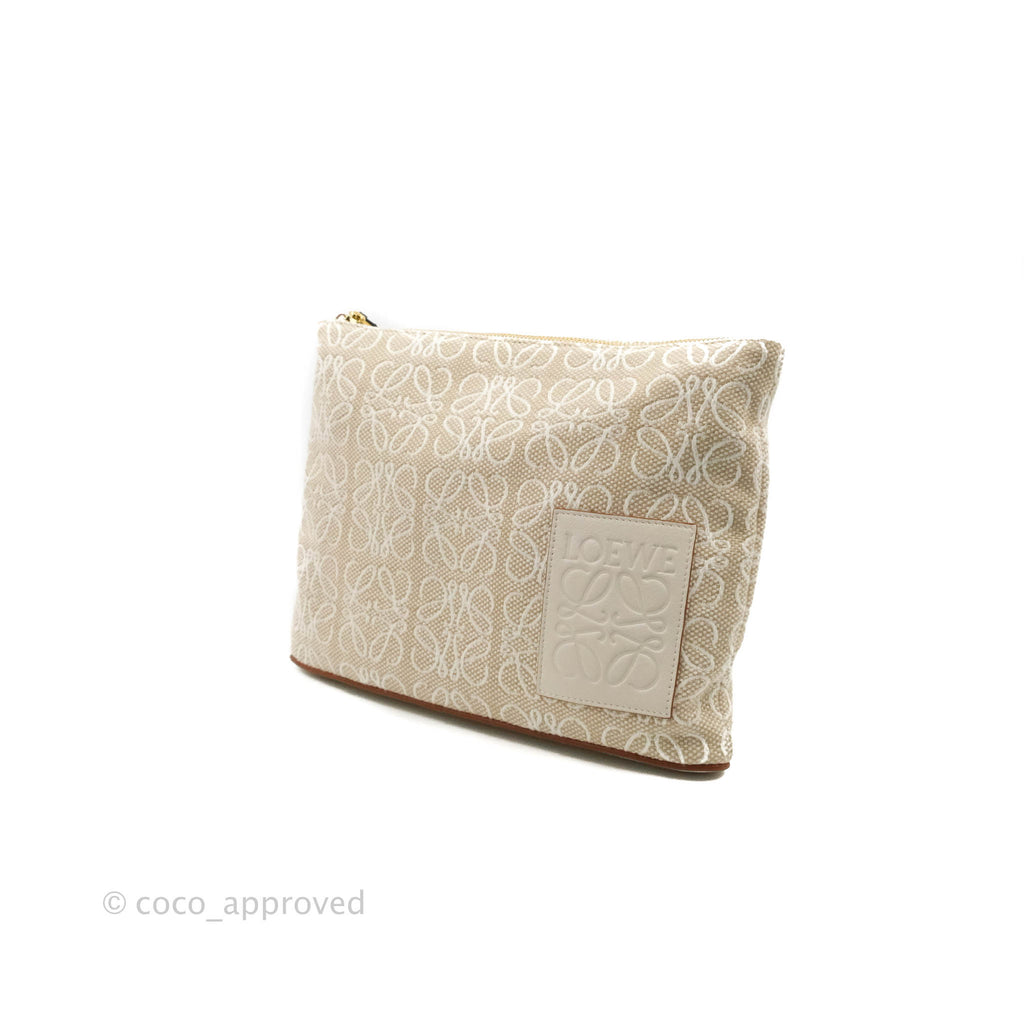 Loewe Paula's Ibiza Anagram Canvas Pouch Ivory White