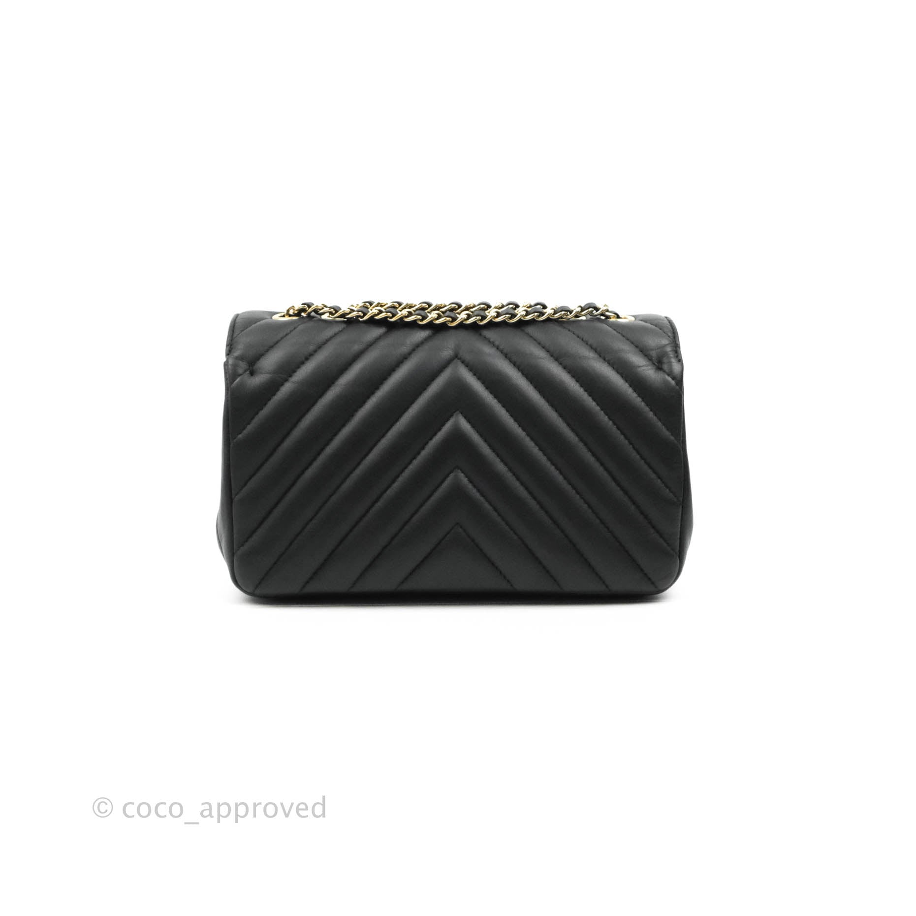 Chanel Small Statement Chevron Flap Bag Black Gold Hardware – Coco
