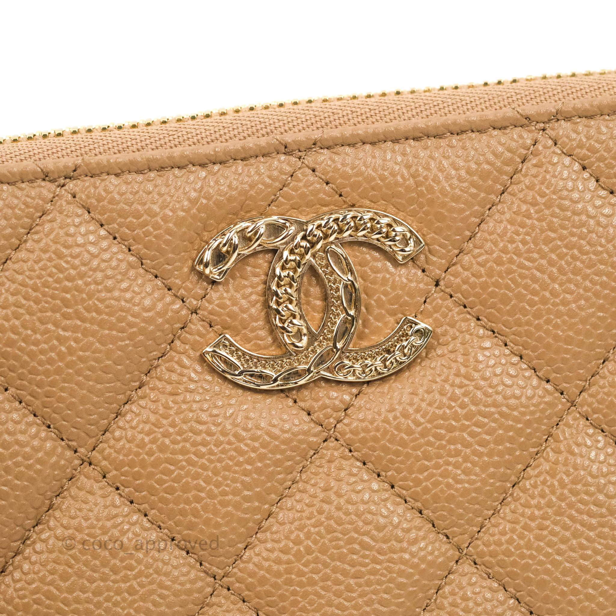 Black Quilted Caviar Mini O Case Pale Gold Hardware, 2022
