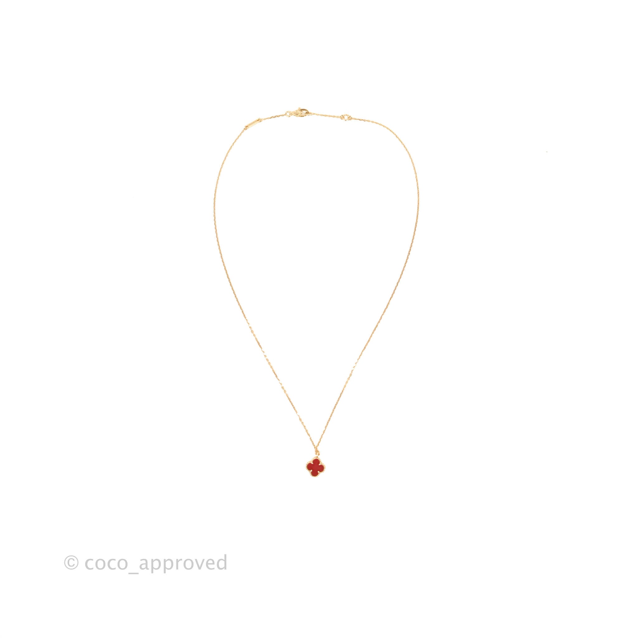 Van Cleef & Arpels Sweet Alhambra Clover Red Carnelian Rose Gold Pendant  Necklace Van Cleef & Arpels