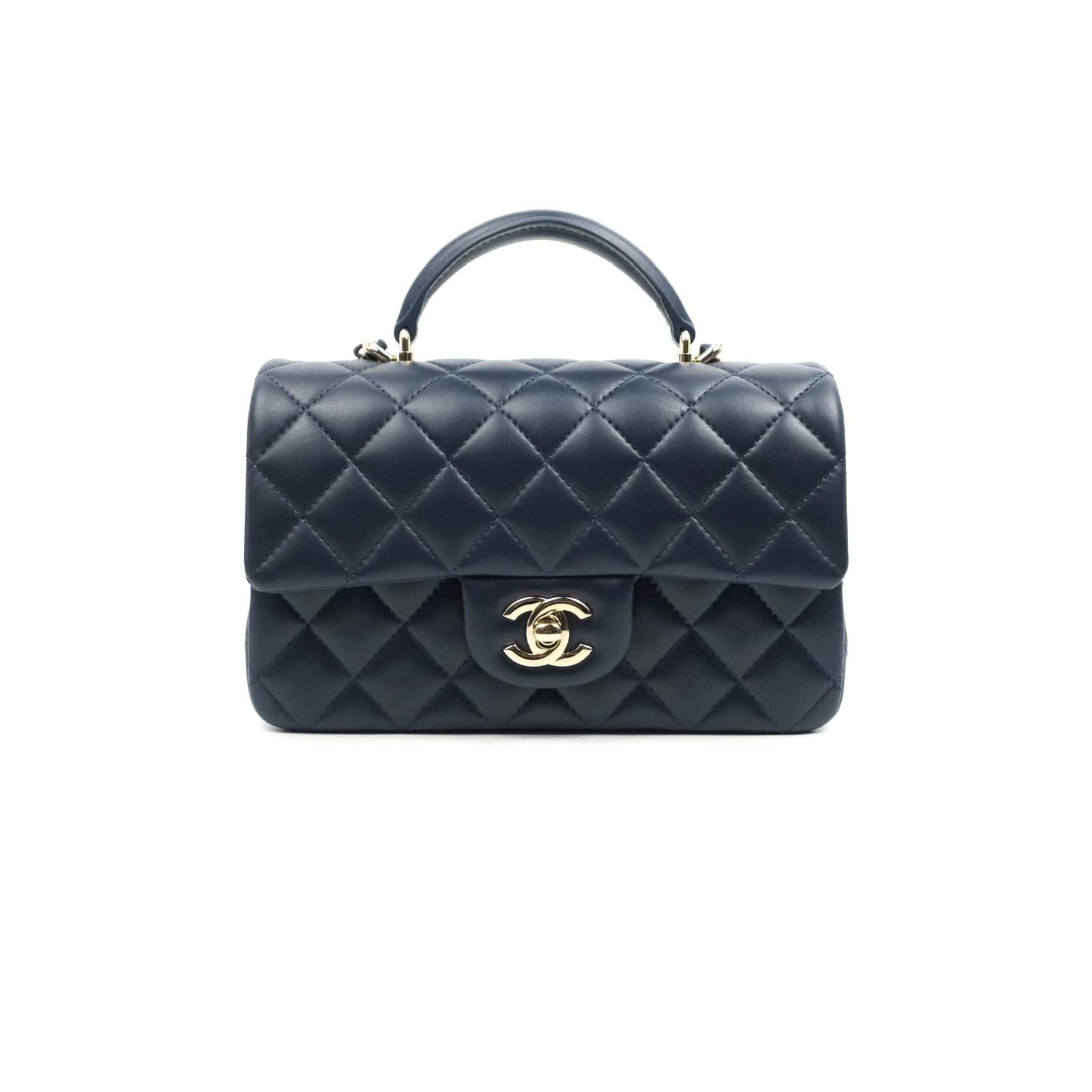 Chanel Navy Blue Quilted Lambskin Leather Small Trendy CC Flap Top Handle  Bag Chanel | The Luxury Closet