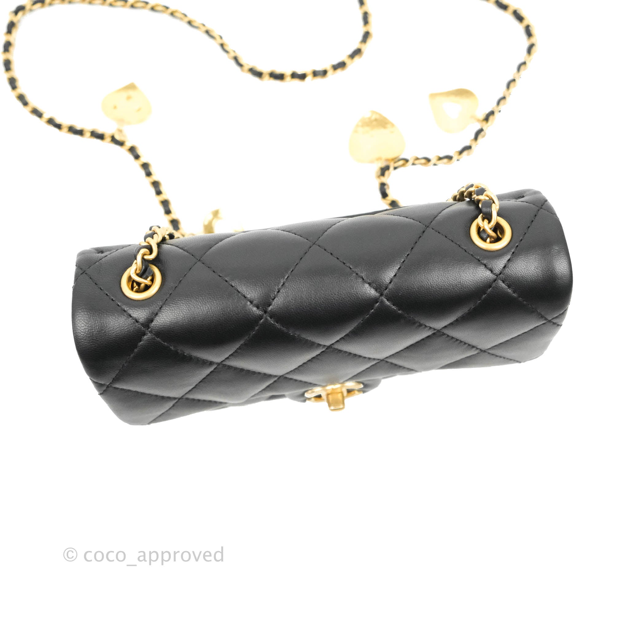 Shop CHANEL TIMELESS CLASSICS Classic Chanel CF Mini Flap Bag Heart Chain  Lambskin 19cm Black by smileboutique