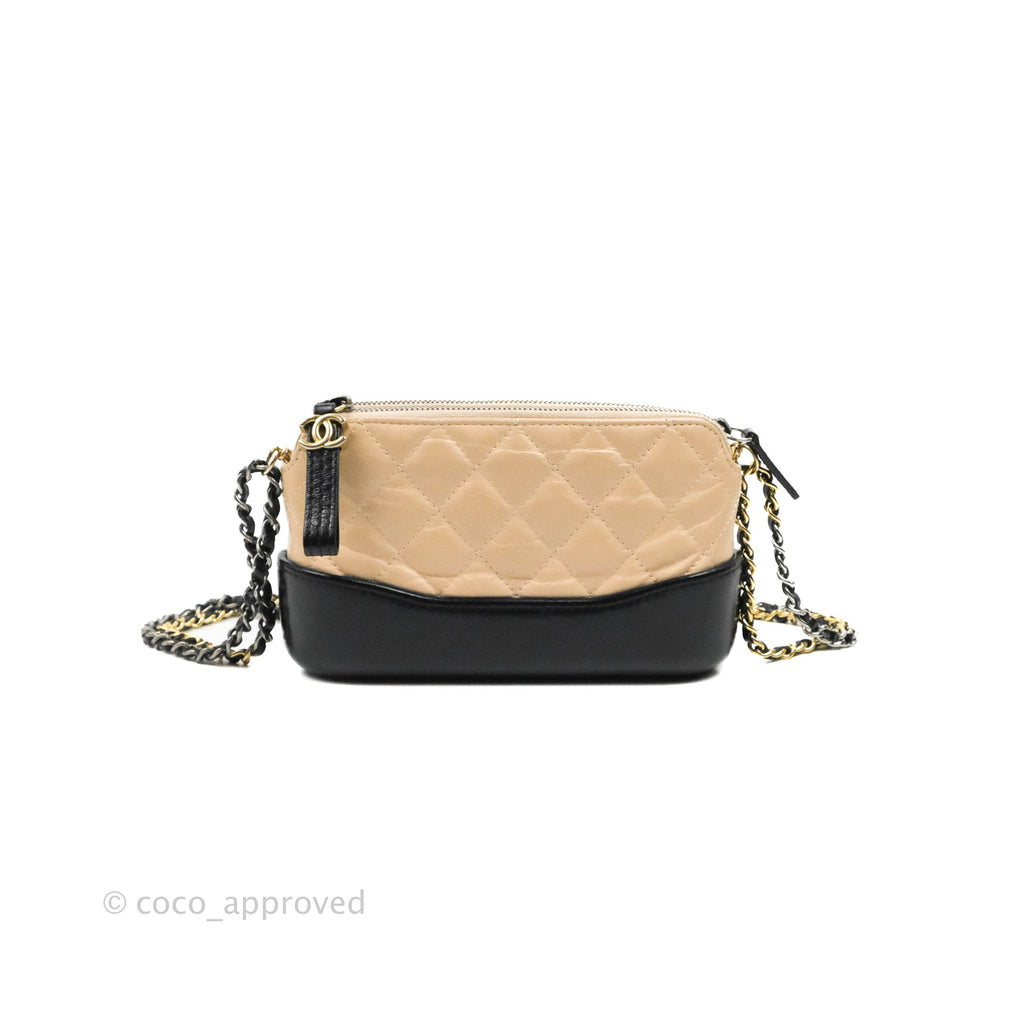 Chanel Gabrielle Clutch With Chain Aged Calfskin Beige/ Black Mixed Ha –  Coco Approved Studio