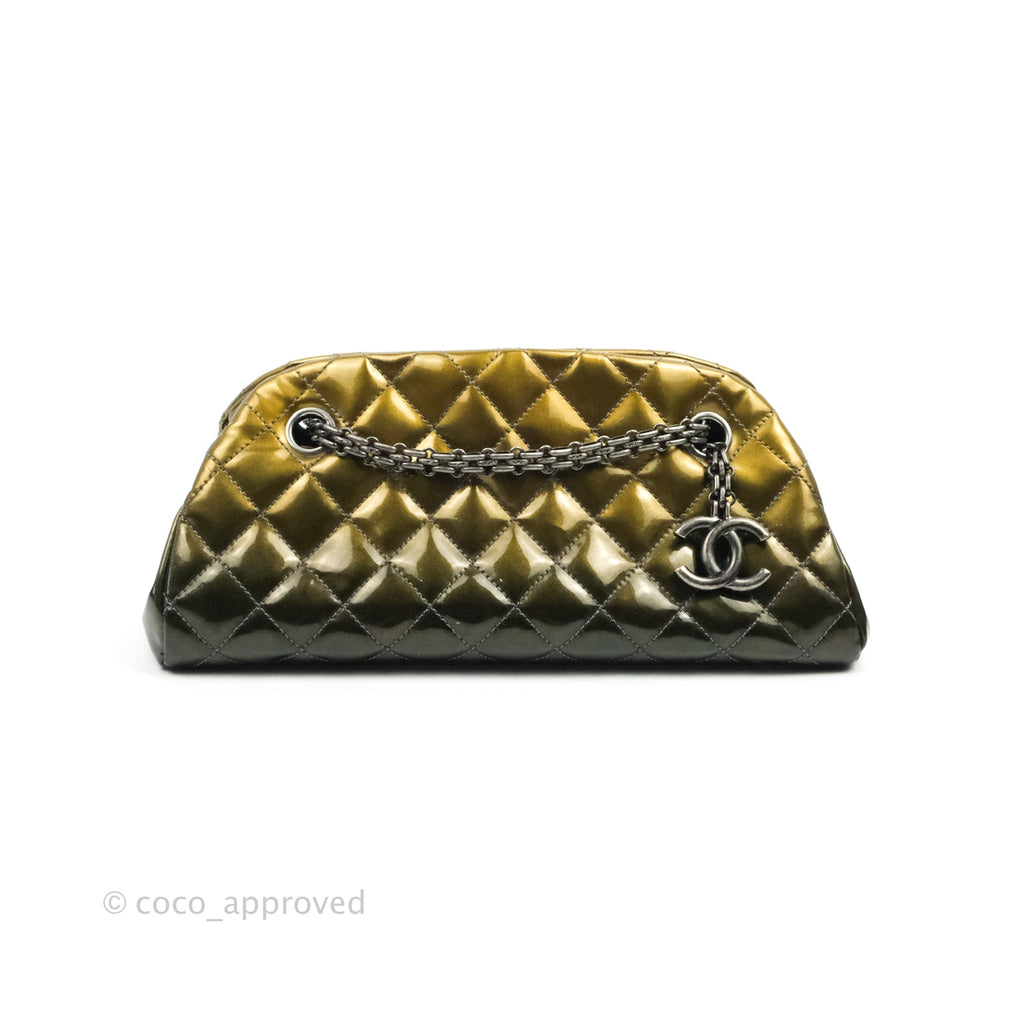 Chanel Small Mademoiselle Bowling Gradient Gold Patent Ruthenium Hardware