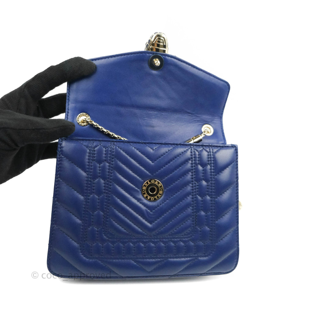 Bvlgari Small Quilted Scaglie Serpenti Forever Shoulder Bag in Blue