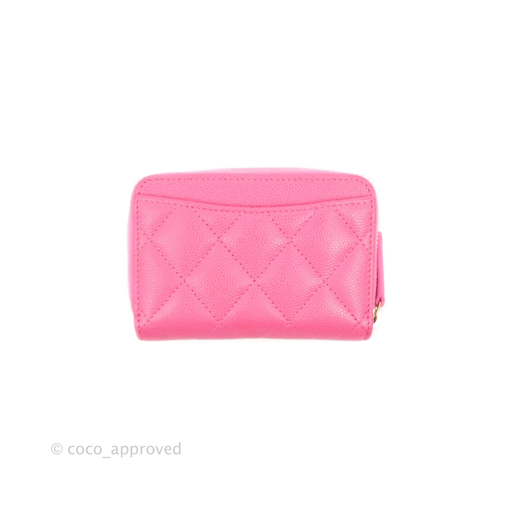 CHANEL Caviar Quilted Zip Coin Purse Pink 1297806