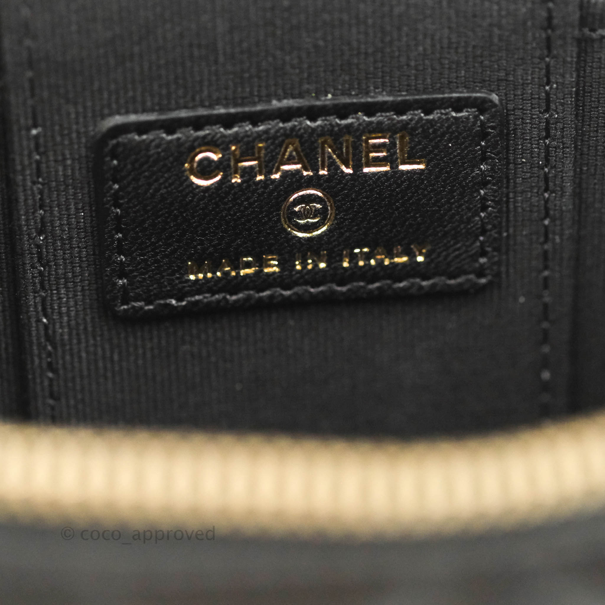 Chanel Mini Vanity With Pearl Chain Black Lambskin Gold Hardware