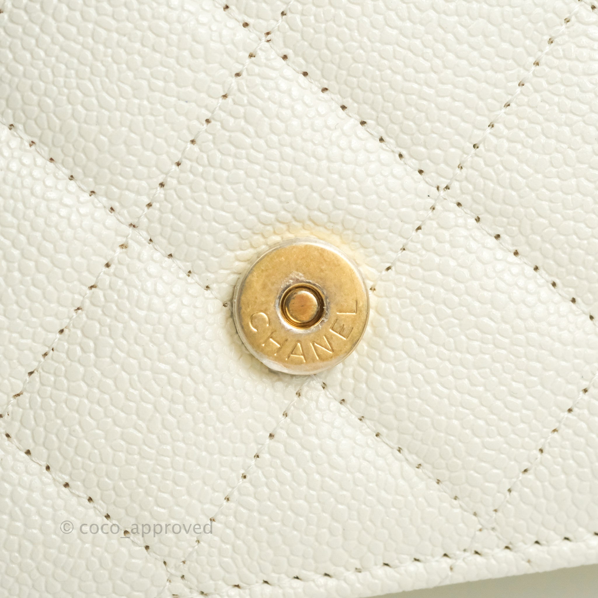 Chanel Quilted Wallet On Chain WOC Melody Ivory White Caviar Gold Hard – Coco  Approved Studio
