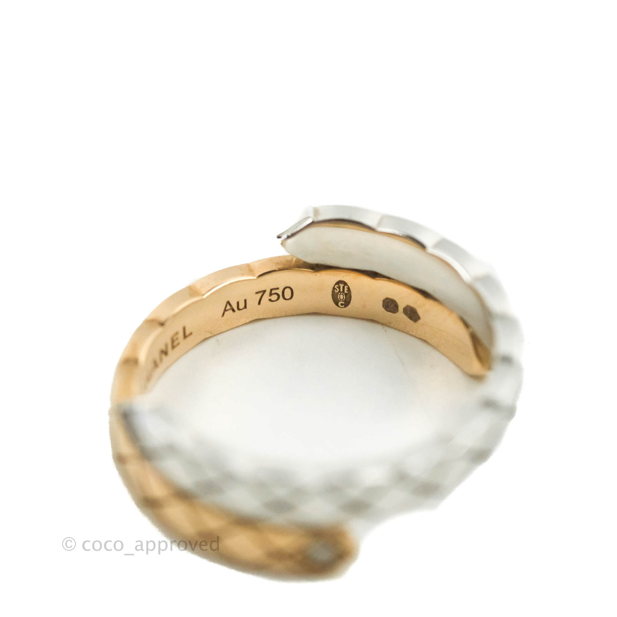 Chanel Crystal Coco Crush Toi Et Moi Ring 18K White & Beige Gold