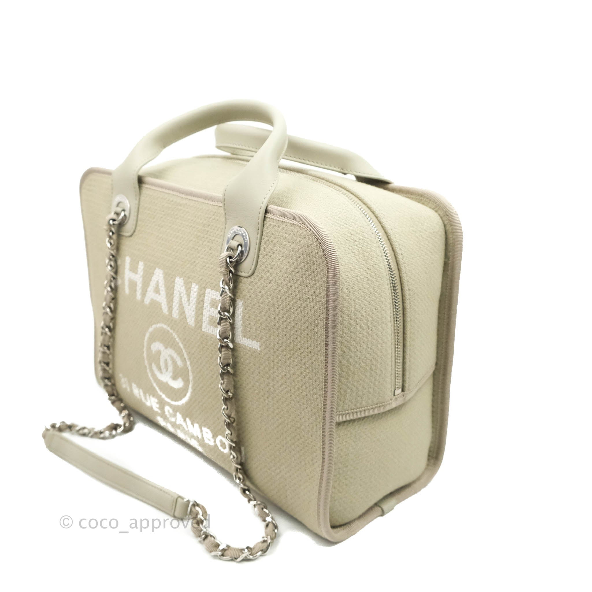 Chanel Deauville Bowling Bag Grey Silver Hardware – Coco Approved Studio