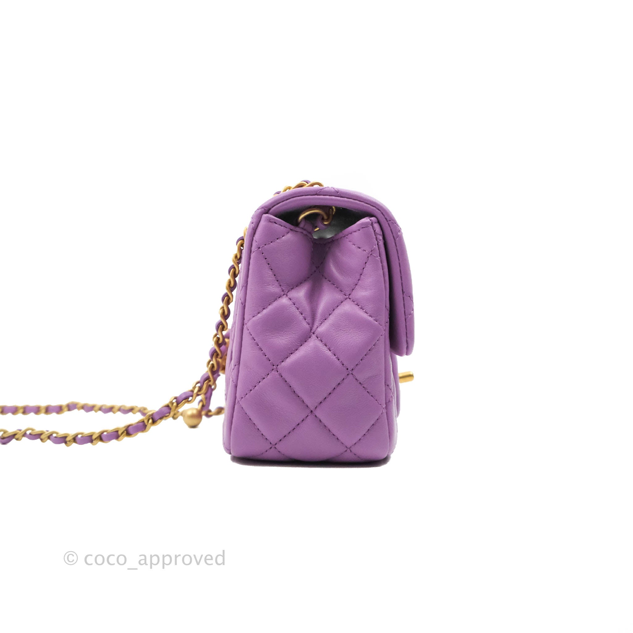 BNIB Authentic CHANEL Pearl Crush Light Purple Lambskin Square Mini Flap Bag