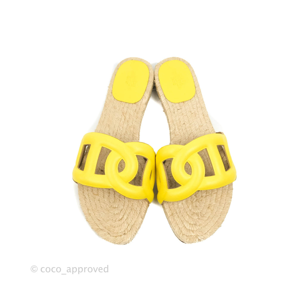 Hermès Famosa Espadrille Jaune Curcuma Nappa Size 37