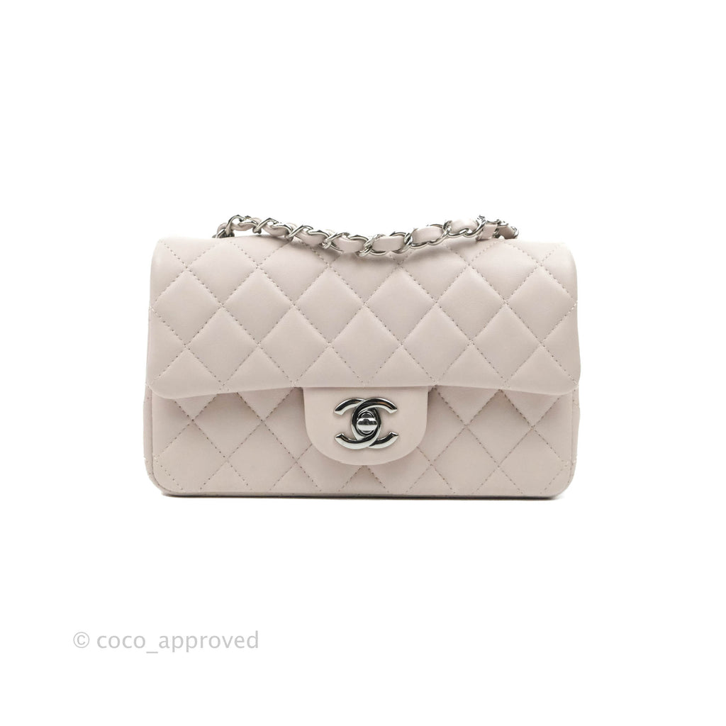 Chanel Quilted Mini Rectangular Light Lilac Lambskin Silver Hardware