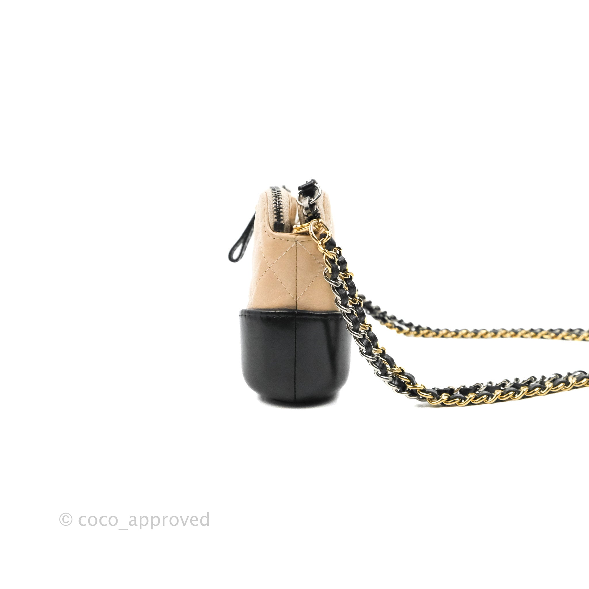 Chanel Gabrielle Clutch With Chain Aged Calfskin Beige/ Black Mixed Hardware