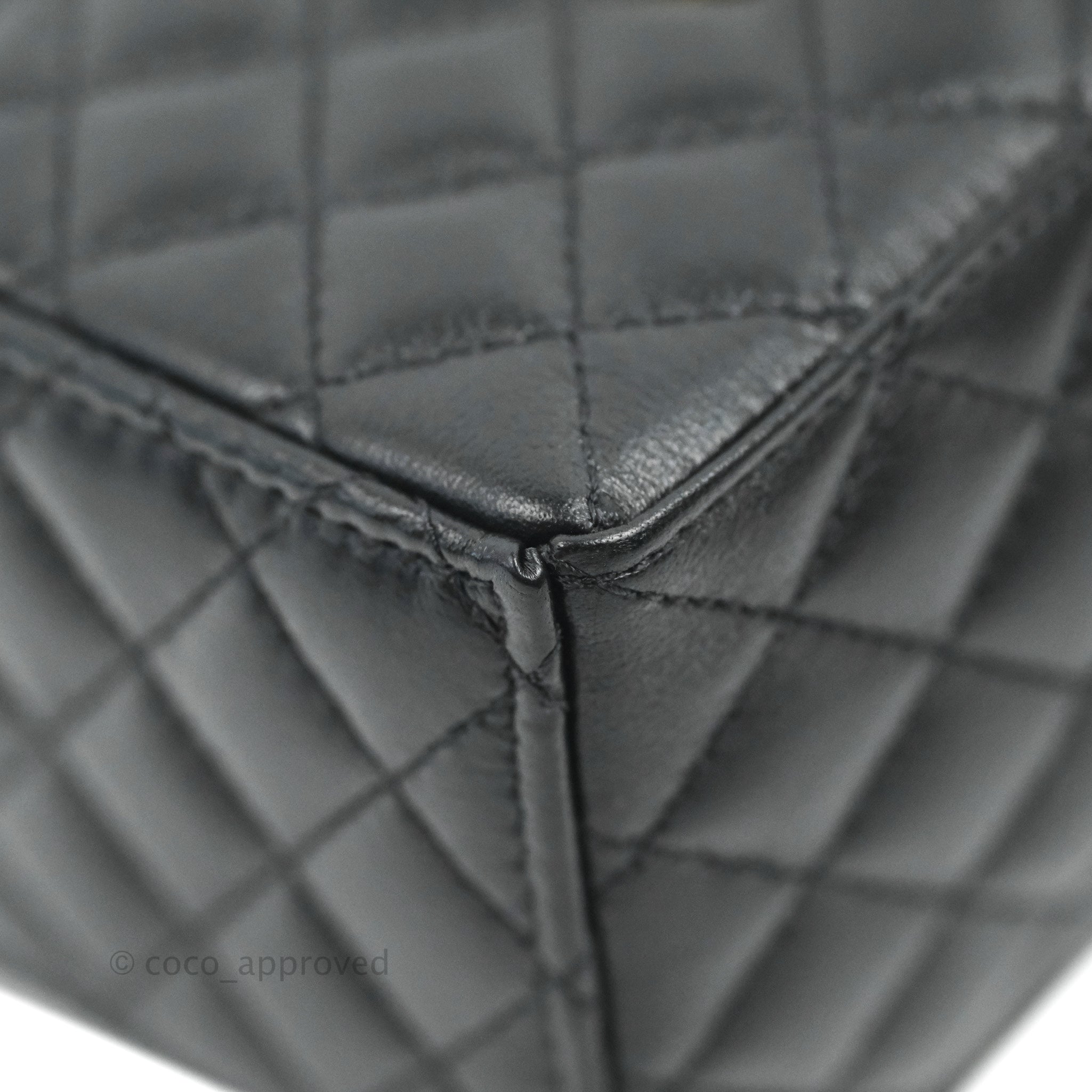 Chanel Mini Drawstring Bucket Bag with Chain Black Calfskin Aged