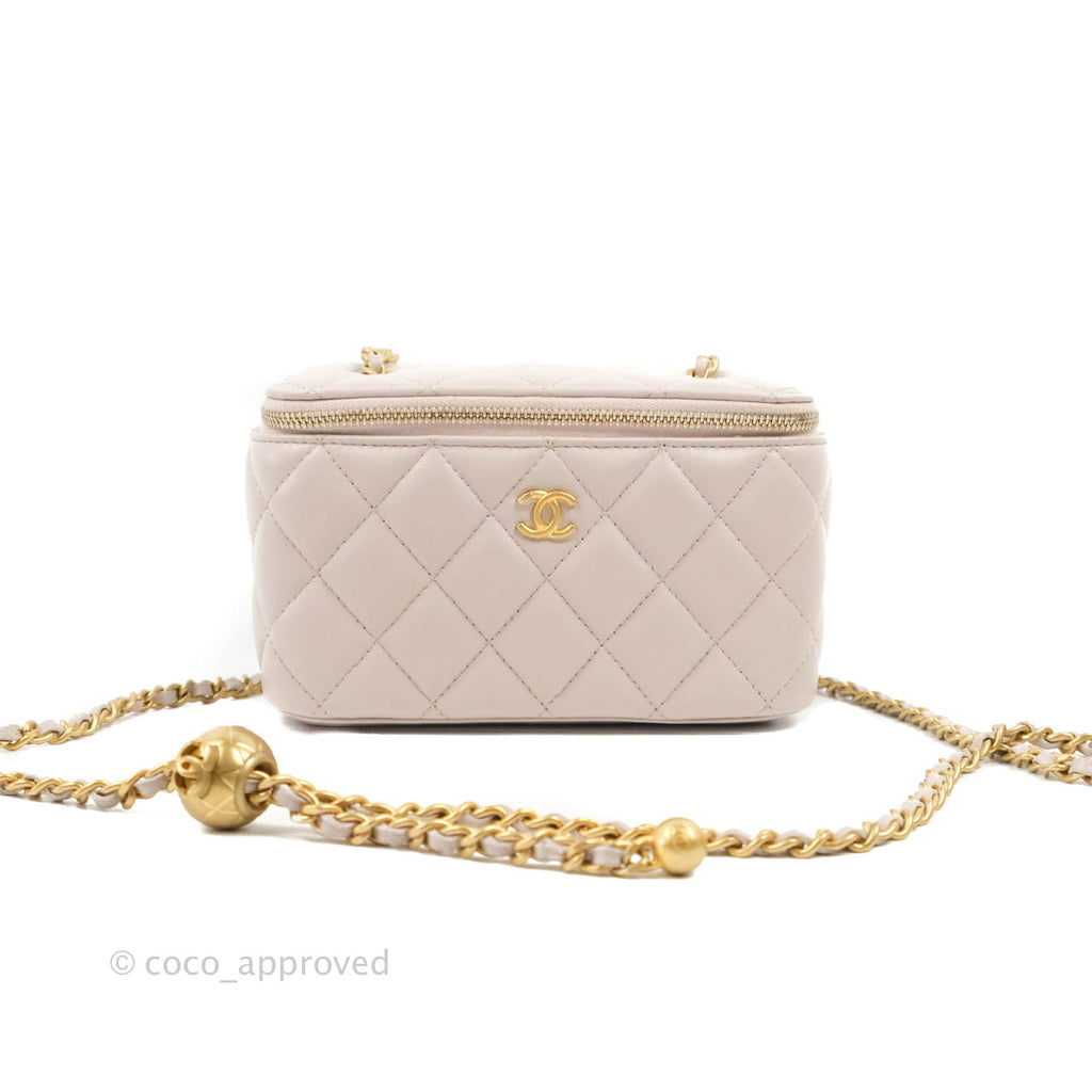 Chanel Pearl Crush Vanity With Chain Lilac Lambskin Aged Gold Hardware