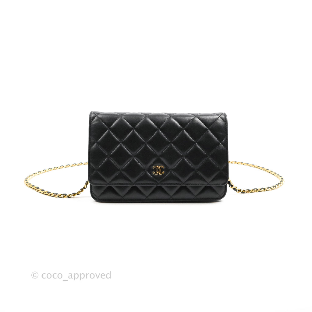 Chanel Quilted Classic WOC Black Lambskin Gold Hardware