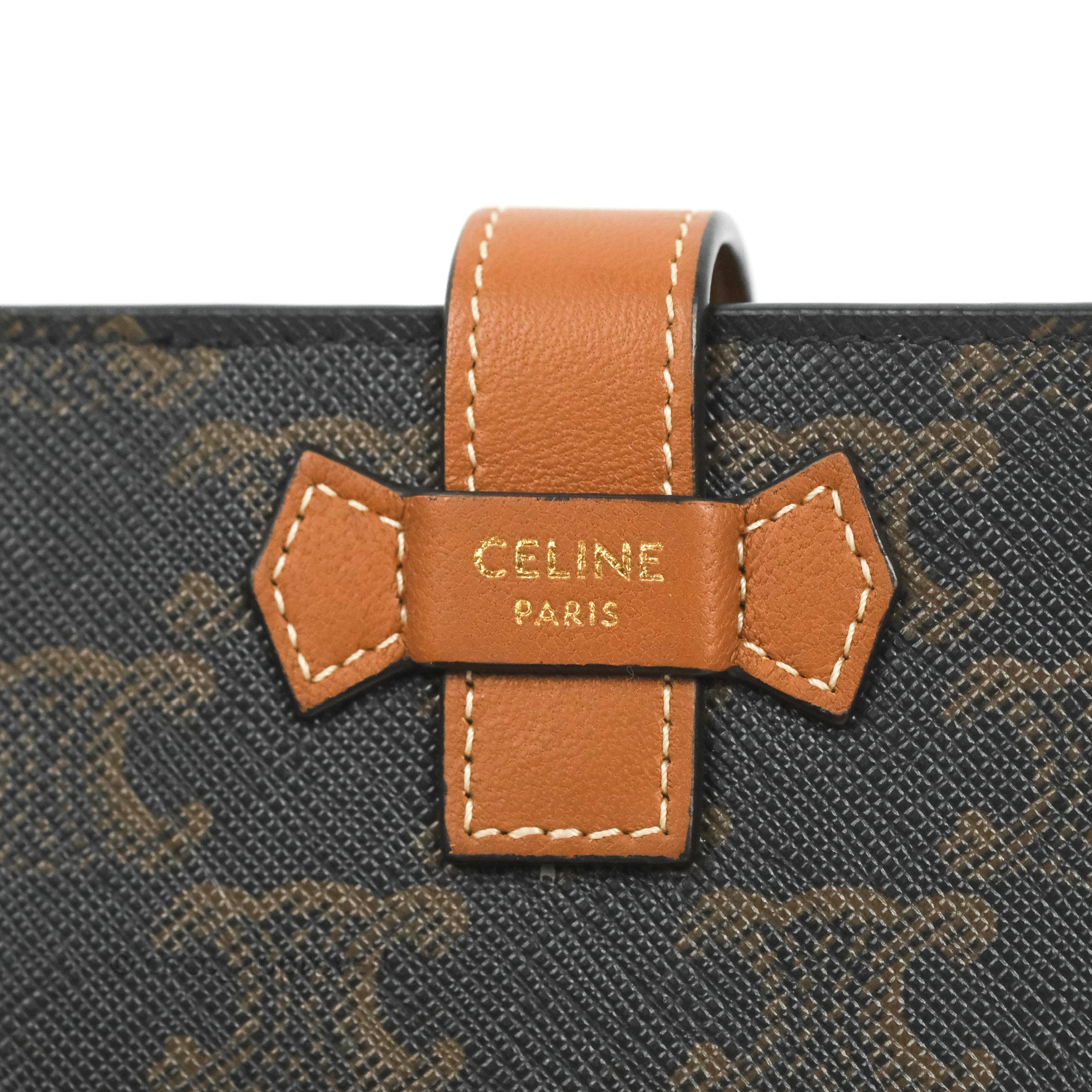 Shop CELINE Triomphe Wallet on strap in triomphe canvas and smooth lambskin  (10D852CG9.04LU) by ☆brillant☆