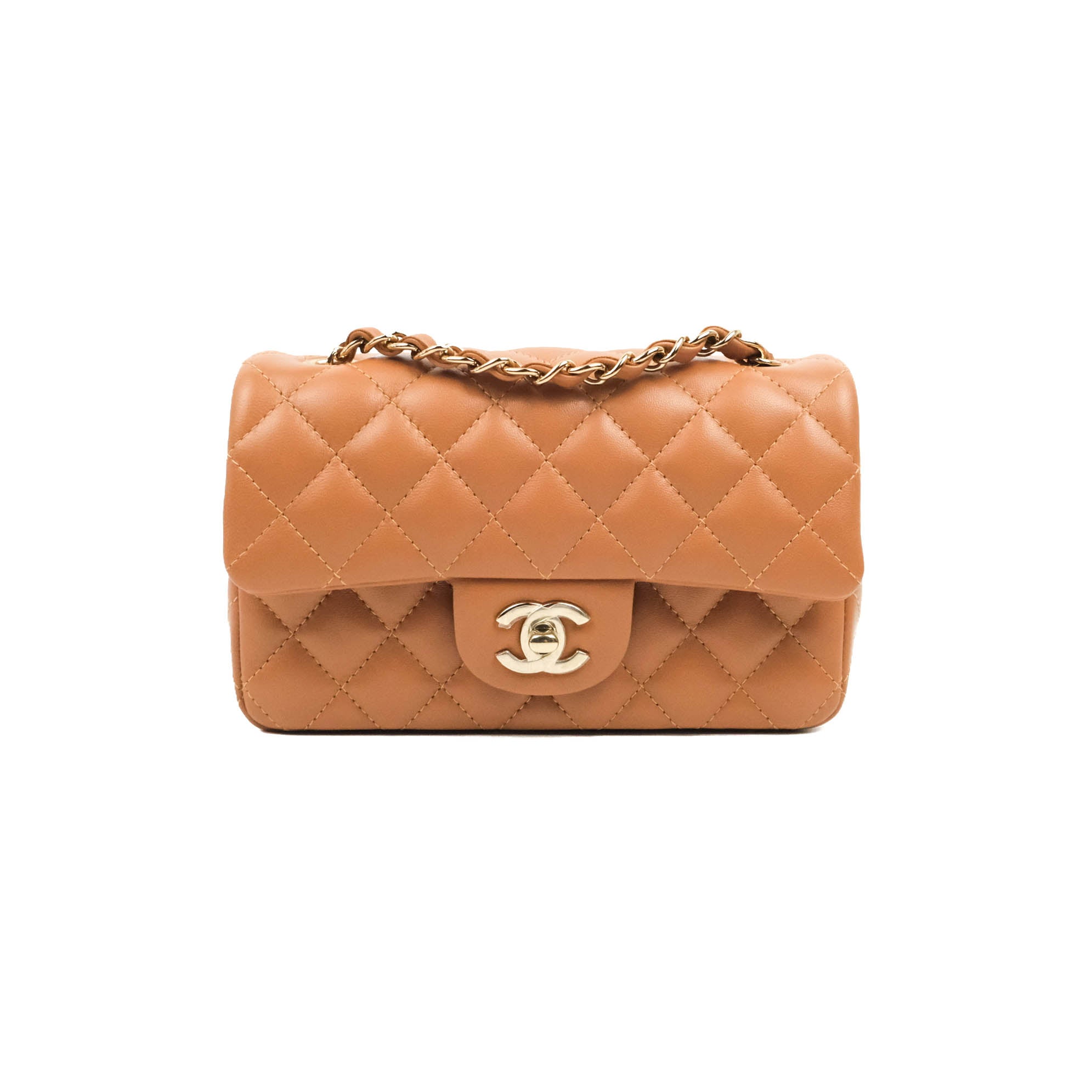 Chanel Classic Mini Rectangular, 22S Caramel Lambskin Leather, Gold  Hardware, New in Box