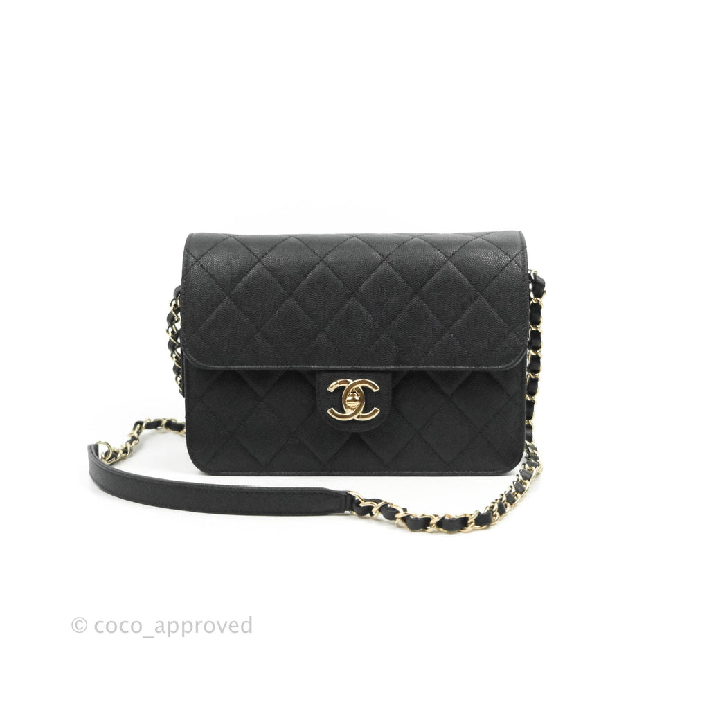 Chanel Quilted Like The Wallet Medium Flap Black Caviar Gold Hardware 22C
