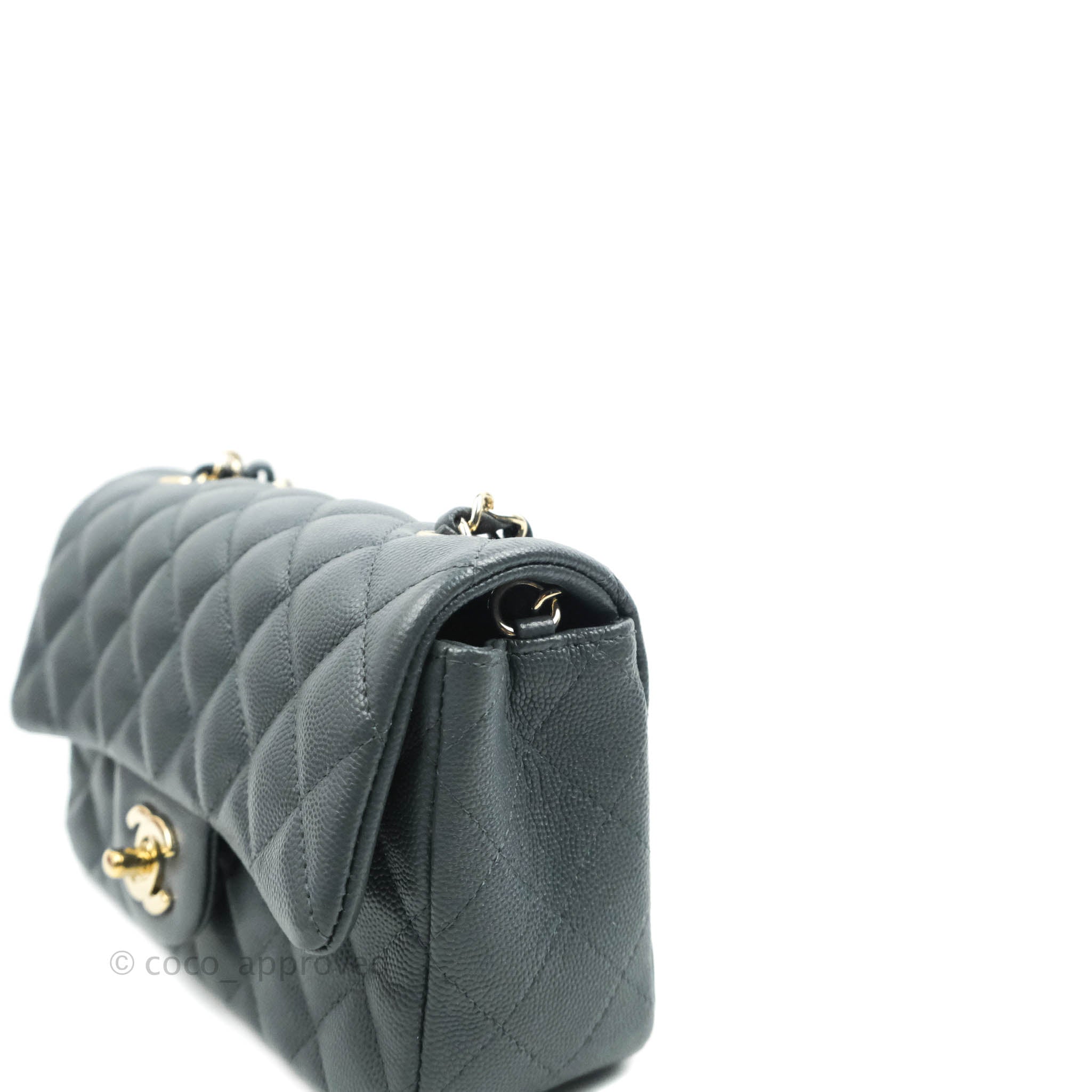 Chanel Quilted Mini Rectangular Flap Grey Caviar Gold Hardware 18B